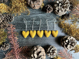 Wool heart ornaments, set of 5, Gold Clay Yellow