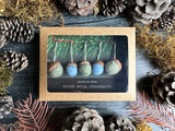 Felted Wool Acorn Ornaments, set of 5, Meadow Green and Baby Blue