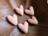 Felted wool hearts, set of 5, Sunrise Orange