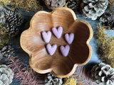 Felted wool hearts, set of 5, Anemone Purple