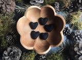 Felted wool hearts, set of 5, Raven Black