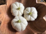 Felted wool pumpkins, set of 3, Snowberry White