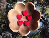 Felted wool hearts, set of 5, Amanita Red