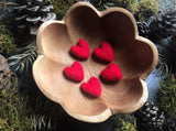 Felted wool hearts, set of 5, Amanita Red