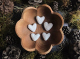 Felted wool hearts, set of 5, Snowberry White