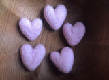 Felted wool hearts, set of 5, Mallow Pink