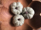 Felted wool pumpkins, set of 3, Meadow Green