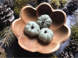 Felted wool pumpkins, set of 3, Meadow Green