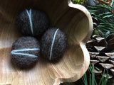 Felted wool pebbles, set of 3, Morel Brown