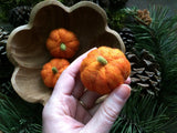 Felted wool pumpkins, set of 25, Salamander Orange