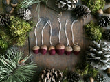 Felted Wool Acorn Ornaments, set of 6, Marionberry Red