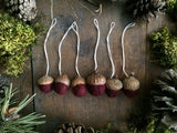 Felted Wool Acorn Ornaments, set of 6, Marionberry Red