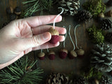 Felted Wool Acorn Ornaments, set of 6, Marionberry Red