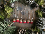 Felted Wool Acorn Ornaments, set of 6, Amanita Red