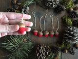 Felted Wool Acorn Ornaments, set of 6, Amanita Red