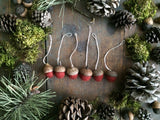 Felted Wool Acorn Ornaments, set of 6, Brick Red
