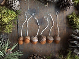 Felted Wool Acorn Ornaments, set of 6, Fox Brown