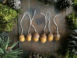 Felted Wool Acorn Ornaments, set of 6, Maple Leaf Yellow