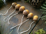 Felted Wool Acorn Ornaments, set of 6, Maple Leaf Yellow