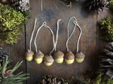 Felted Wool Acorn Ornaments, set of 6, Mahonia Yellow