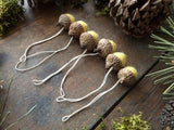 Felted Wool Acorn Ornaments, set of 6, Mahonia Yellow