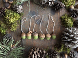 Felted Wool Acorn Ornaments, set of 6, Fern Green