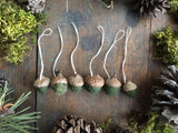 Felted Wool Acorn Ornaments, set of 6, Moss Green