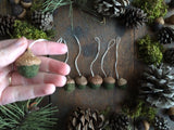 Felted Wool Acorn Ornaments, set of 6, Moss Green