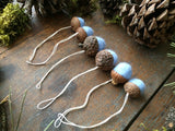 Felted Wool Acorn Ornaments, set of 6, Baby Blue