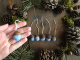 Felted Wool Acorn Ornaments, set of 6, Baby Blue