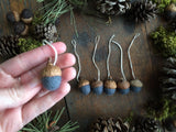 Felted Wool Acorn Ornaments, set of 6, Raincloud Blue