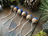 Felted Wool Acorn Ornaments, set of 6, Lake Blue
