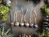 Felted Wool Acorn Ornaments, set of 6, Morel Brown