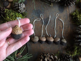 Felted Wool Acorn Ornaments, set of 6, Morel Brown
