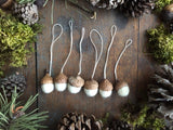 Felted Wool Acorn Ornaments, set of 6, Snowberry White
