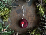 Round ornament, Marionberry Red w/ Mushroom