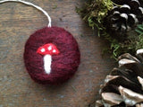 Round ornament, Marionberry Red w/ Mushroom