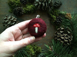 Round ornament, Marionberry Red w/ Mushroom