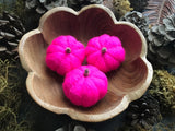 Felted wool pumpkins, set of 3, Rhododendron Pink
