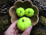 Felted wool pumpkins, set of 3, Neon Yellow
