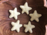 Felted wool stars, set of 5, Lemon Chiffon