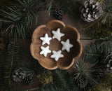 Felted wool stars, set of 5, Snowberry White