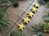 Wool star ornaments, set of 5, Gold Clay Yellow