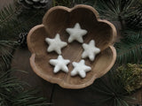Felted wool stars, set of 5, Snowberry White