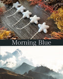 Wool star ornaments, set of 5, Morning Blue