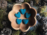 Felted wool hearts, set of 5, Pine Green