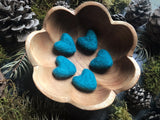 Felted wool hearts, set of 5, Pine Green