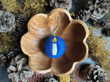Round ornament, Lake Blue w/ Candle
