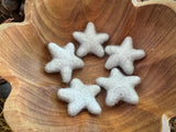 Felted wool stars, set of 5, Morning Blue