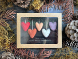 Wool heart ornaments, set of 5, Sunrise Gradient
